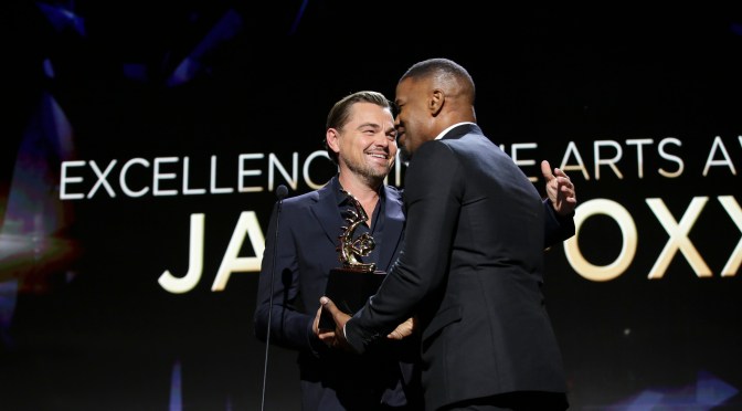 Leonardo DiCaprio Surprises Jamie Foxx at ABFF Honors